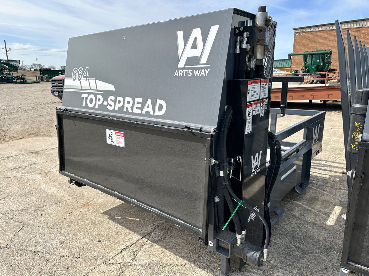 Art's Way 664 Top-Spread opposite three-quarter housing and hydraulic lines