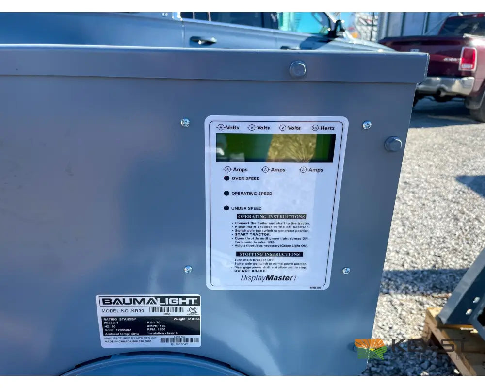 Baumalight KR30 PTO Generator - 30 kW Output For 23-45 HP Tractors Generators
