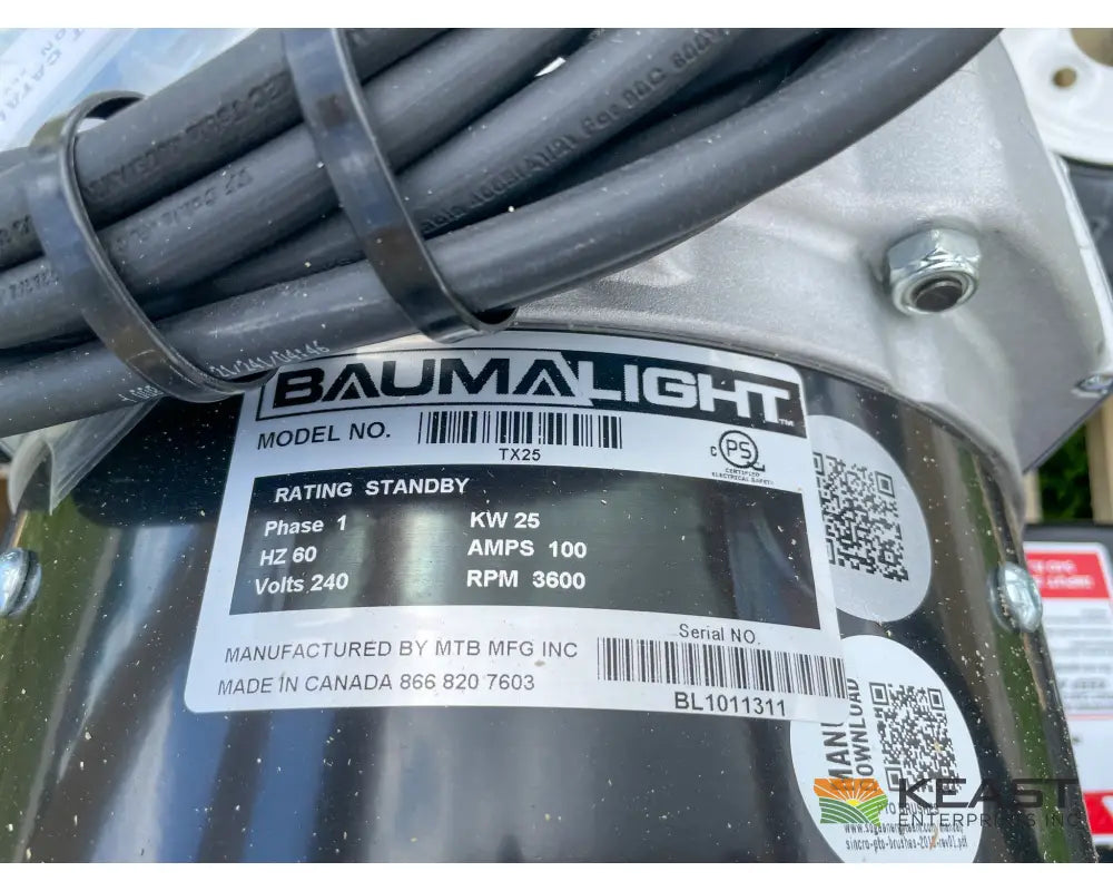 Baumalight TX25 PTO Generator - 25 kW Output For 10–50 HP Tractors Generators