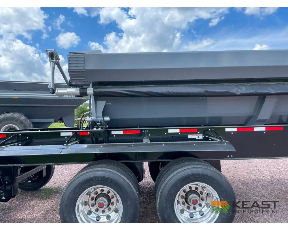 Demco Side Dump Trailer Triple Axle Air Ride 34’ Tub 128’’ Iowa Spread Axle Side Dump Trailers