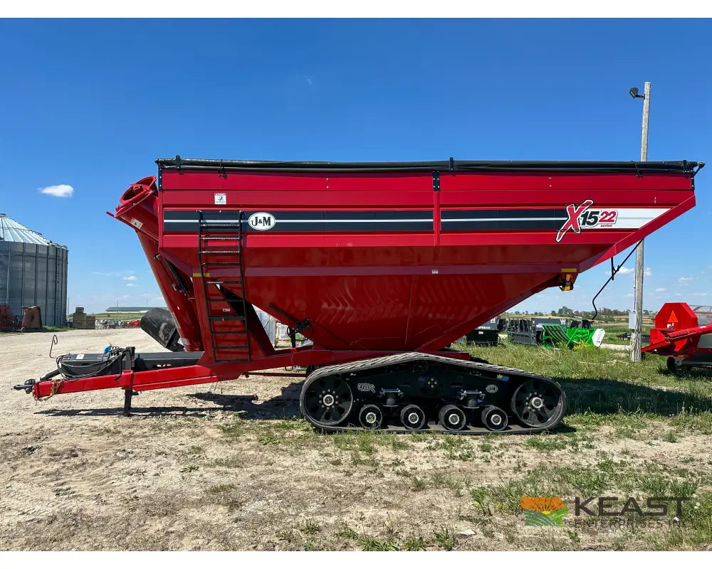 J&M 1522T Tracked Grain Cart 1,500 Bushel Capacity Roll Tarp 20’’ Discharge Scales Grain Carts