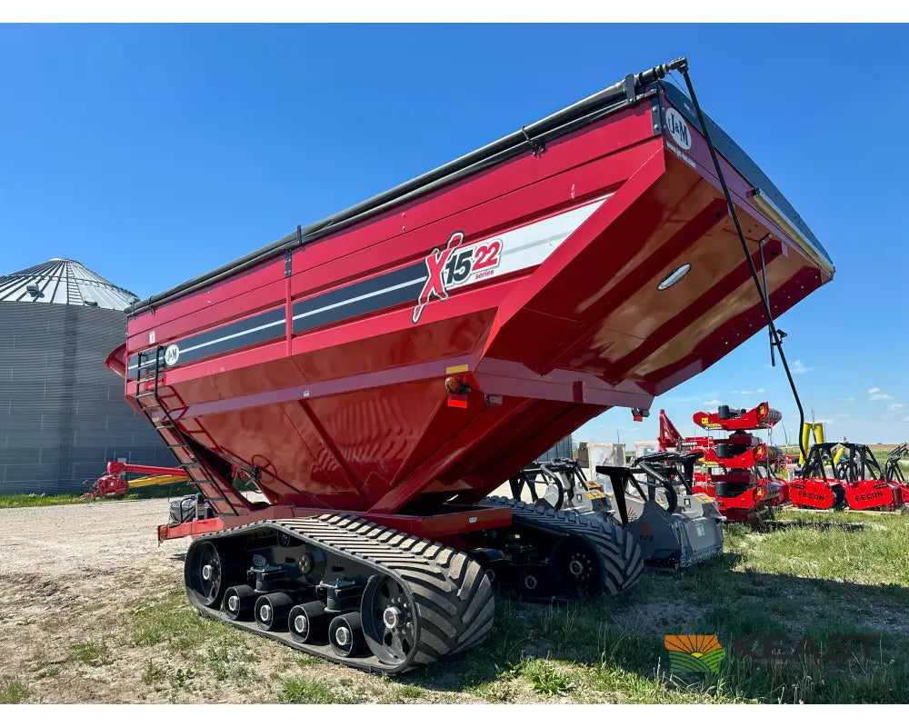 J&M 1522T Tracked Grain Cart 1,500 Bushel Capacity Roll Tarp 20’’ Discharge Scales Grain Carts
