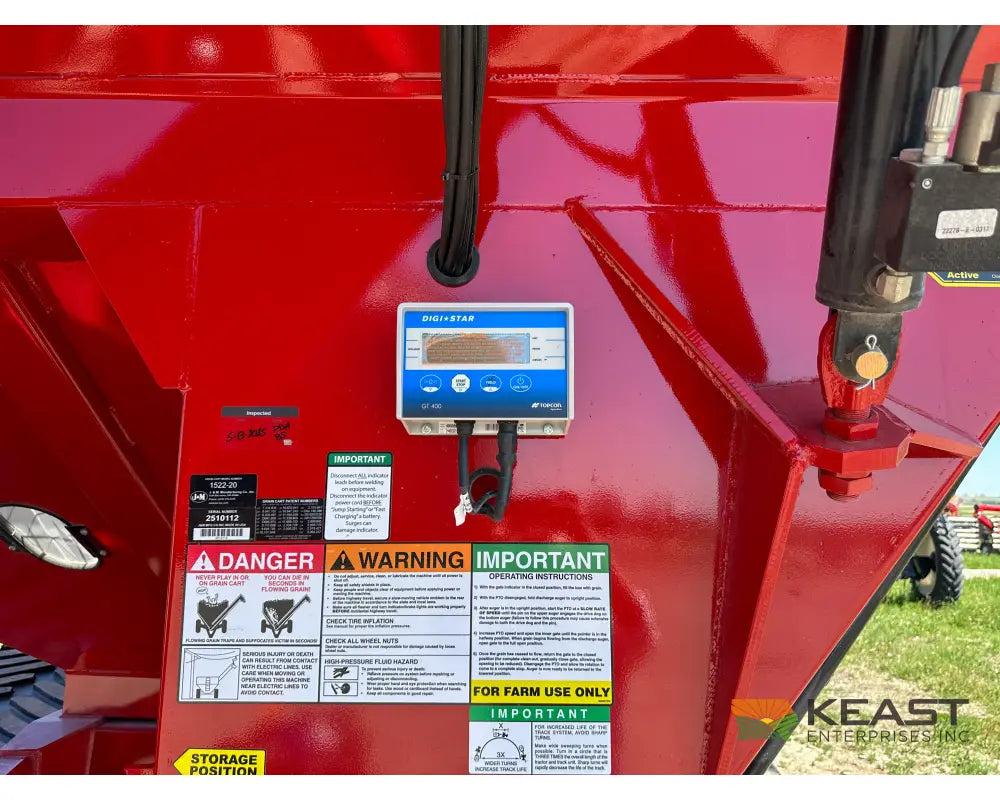 J&M 1522T Tracked Grain Cart 1,500 Bushel Capacity Roll Tarp 20’’ Discharge Scales Grain Carts