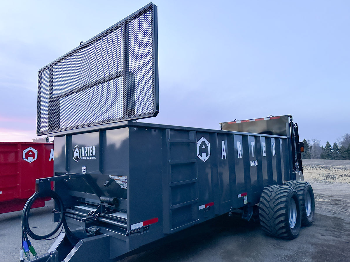 Artex SBX600 Vertical Beater Manure Spreader, 520 cu ft Struck