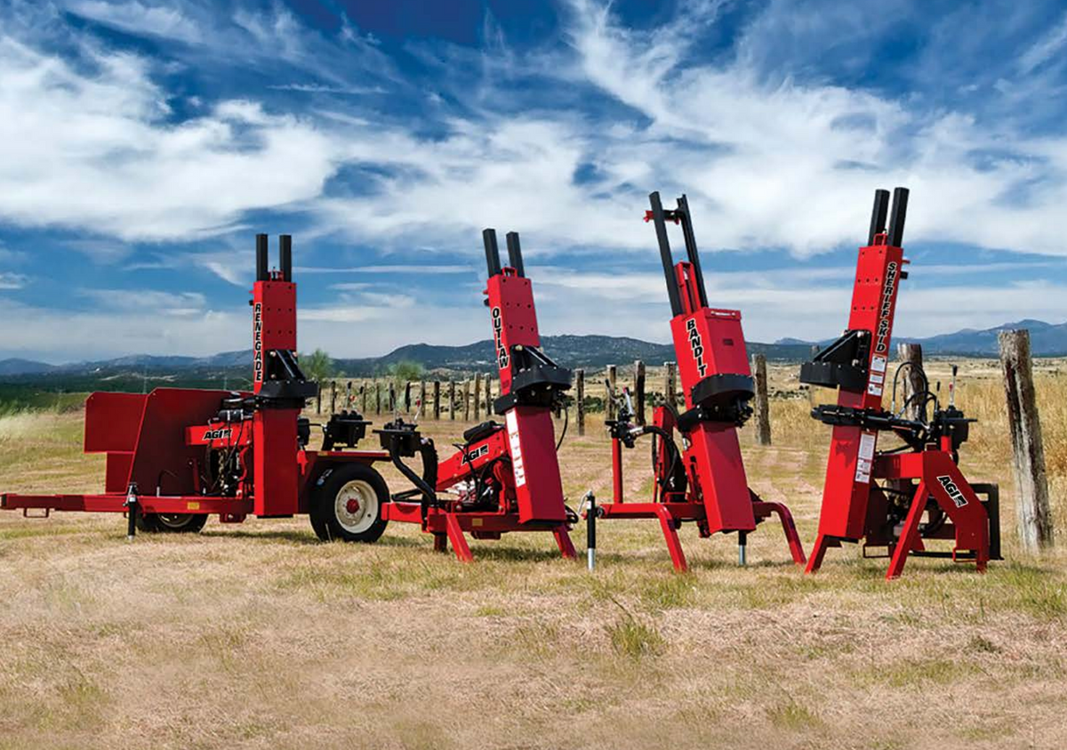 AGI post pounder family, left to right: Renegade trailer, Outlaw three-point, Bandit and Sheriff Skid