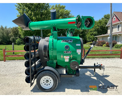 AGI REM VR12 grain vac side profile with pipe rack and raised discharge auger