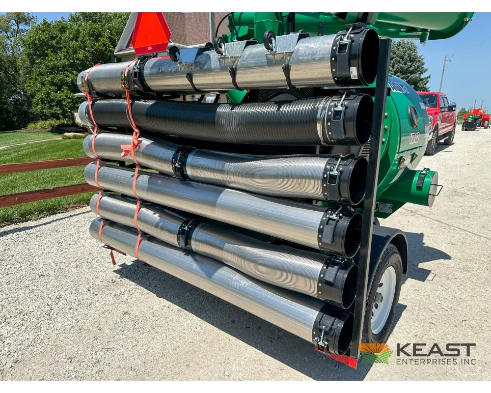 AGI REM VR12 grain vac angled view of the pipe and hose storage rack