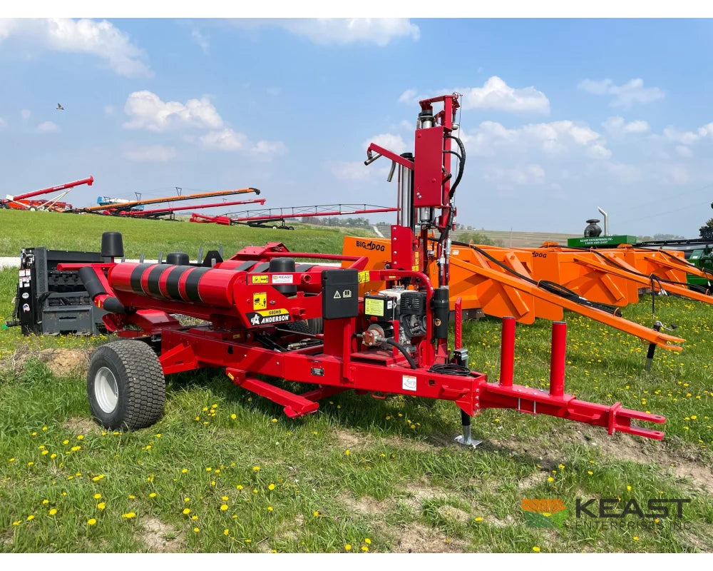 Anderson 680HS stationary single round bale wrapper