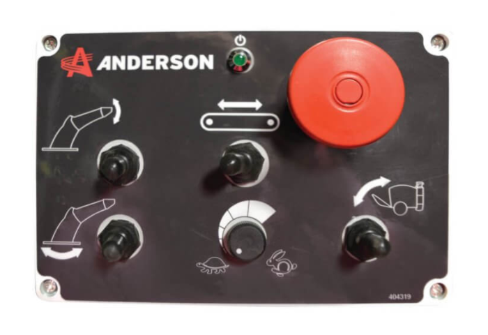 Anderson Pro-Chop 150 control panel with emergency stop
