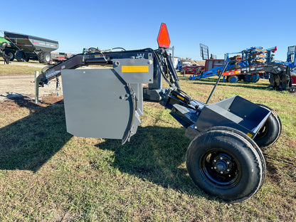 Art's Way LS1400 14-foot pull-type grader, Standard configuration, rear three-quarter view and wheel frame