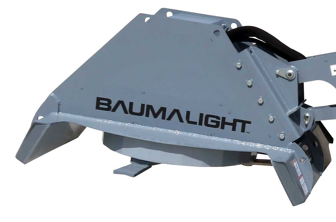 Baumalight CXC542 excavator brush cutter, three-quarter attachment view