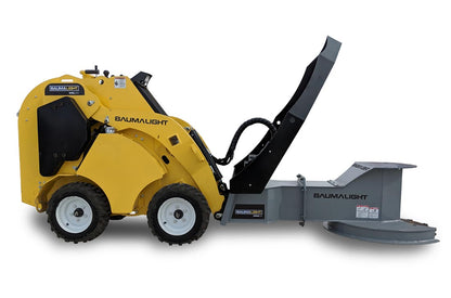 Baumalight DSM230 tree saw on a mini skid steer, side application view