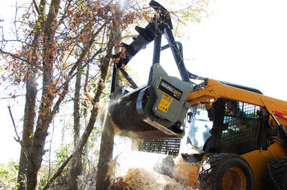 Baumalight MS1472 mulcher raised into a tree during clearing