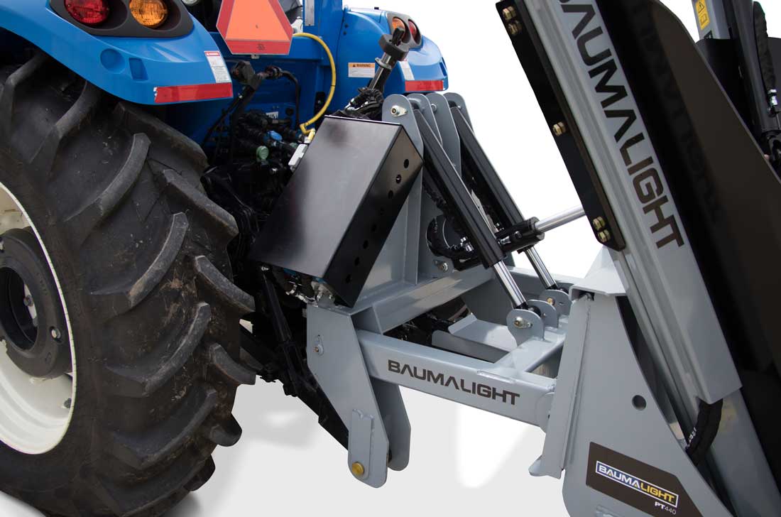 Baumalight PT440 three-point hitch connection and frame detail