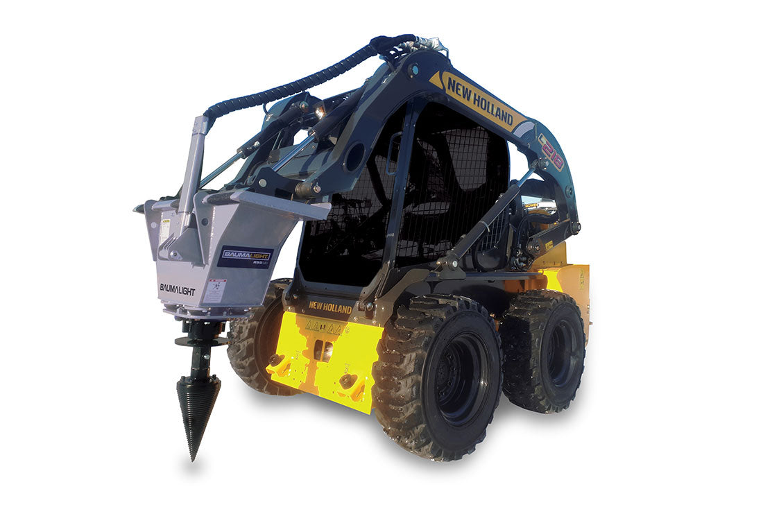 Baumalight RSS580 cone splitter mounted on a skid steer