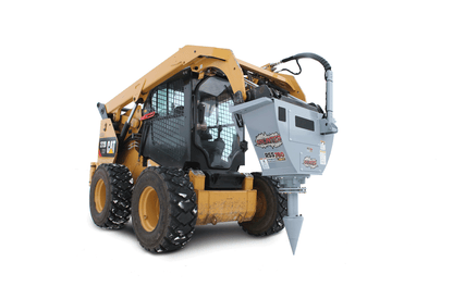 Baumalight RSS780 planetary drive and splitter cone mounted on a skid steer