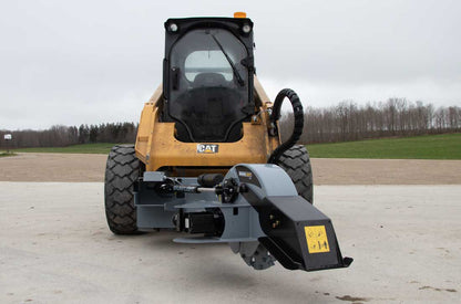 Front view of the Baumalight S22 stump grinder and chip deflector