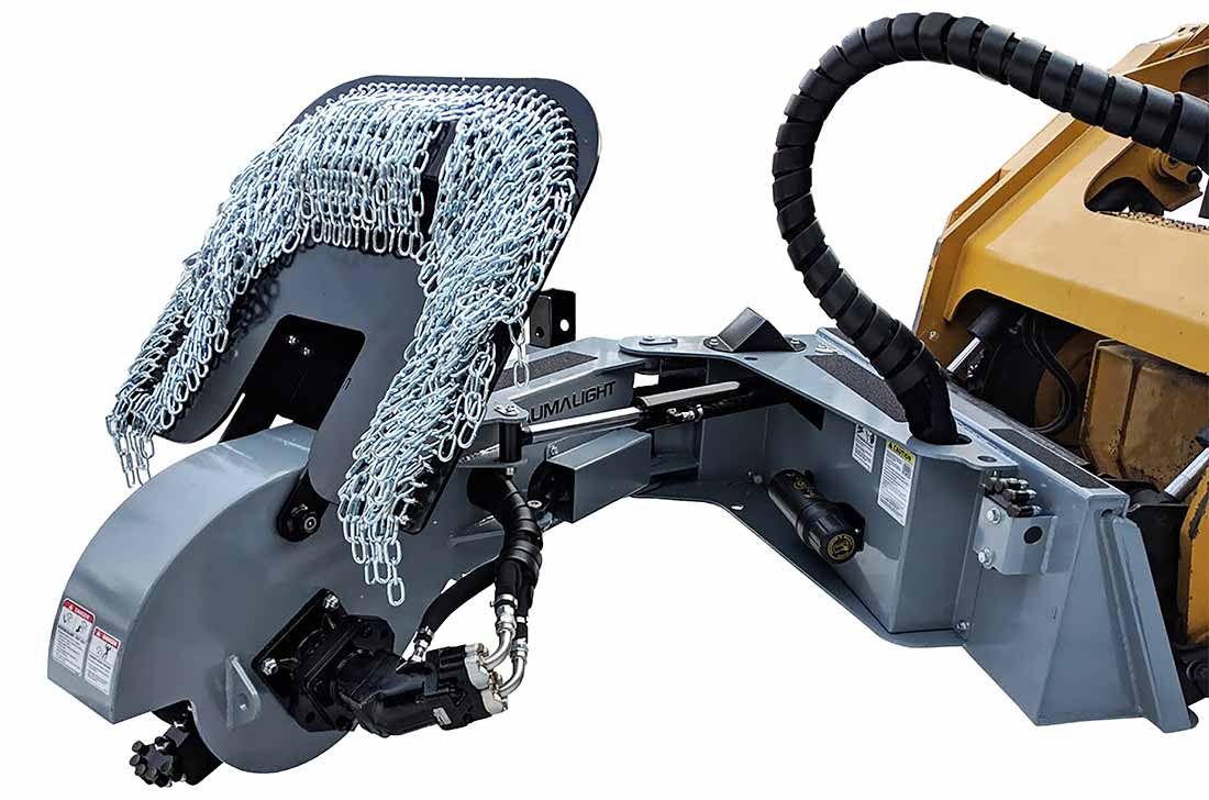 Baumalight S40 cutting-head shield raised above the wheel