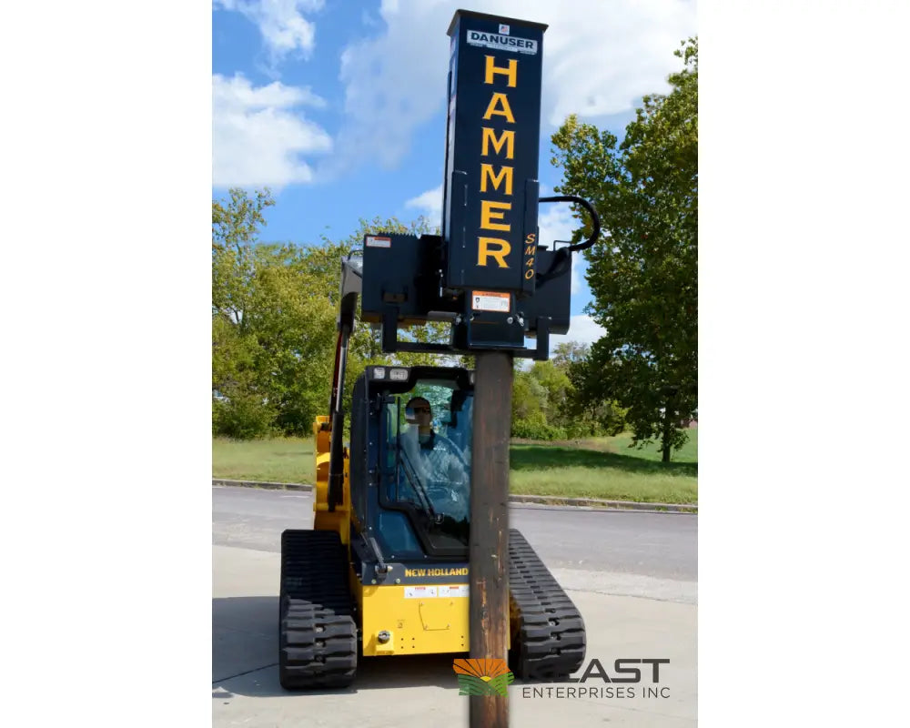 Danuser SM40 Post Driver - 40’’ Stroke 96’’ Hoses 300 lb Hammer Skid Steer Mount Post Drivers