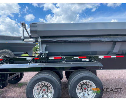 Demco Side Dump Trailer Triple Axle Air Ride 34’ Tub 128’’ Iowa Spread Axle Side Dump Trailers