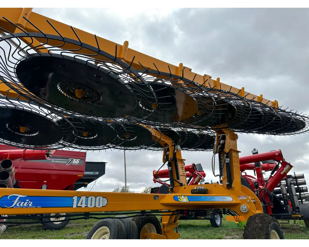 Fair 1500 15 Wheel Hay Rake - 28’ Working Width 60’’ Wheels 3 in 1 Turn Fluff and Merge Hay Rakes