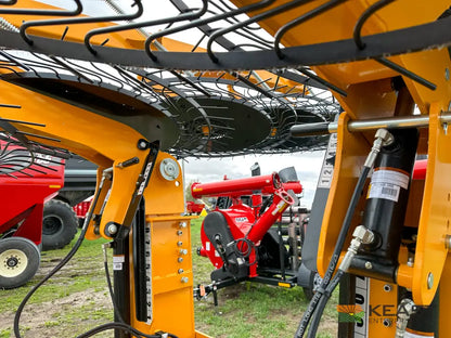 Fair 1500 15 Wheel Hay Rake - 28’ Working Width 60’’ Wheels 3 in 1 Turn Fluff and Merge Hay Rakes