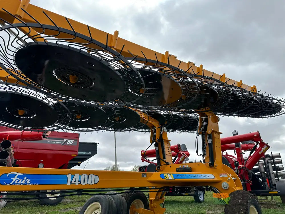 Fair 1500 15 Wheel Hay Rake - 28’ Working Width 60’’ Wheels 3 in 1 Turn Fluff and Merge Hay Rakes