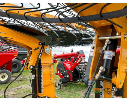 Fair 1500 15 Wheel Hay Rake - 28’ Working Width 60’’ Wheels 3 in 1 Turn Fluff and Merge Hay Rakes
