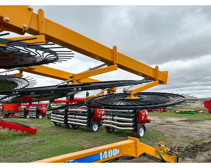 Fair 1500 15 Wheel Hay Rake - 28’ Working Width 60’’ Wheels 3 in 1 Turn Fluff and Merge Hay Rakes