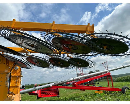 Fair 1700 17 Wheel Hay Rake - 32’ Working Width 60’’ Wheels 3 in 1 Turn Fluff and Merge Hay Rakes
