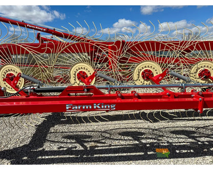 Farm King Easy Rake Superstar ERS16 / ERS18 / ERS20 16-20 Wheels 32’-38’ Working Width 9.2’ Transport Width Hay Rakes