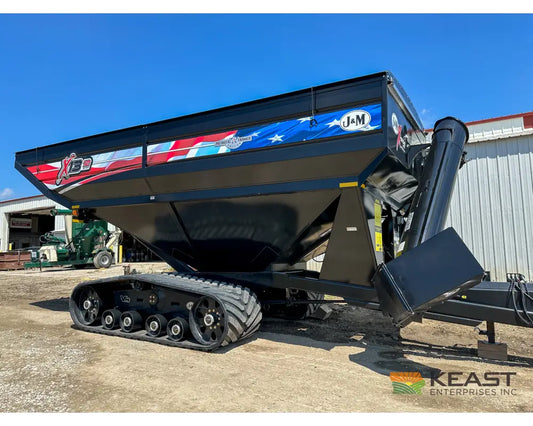 J&M 1312T Tracked Grain Cart 1,325 Bushel Capacity Roll Tarp 20’’ Discharge Scales Grain Carts