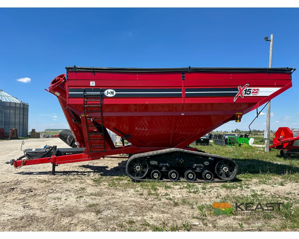 J&M 1522T Tracked Grain Cart 1,500 Bushel Capacity Roll Tarp 20’’ Discharge Scales Grain Carts