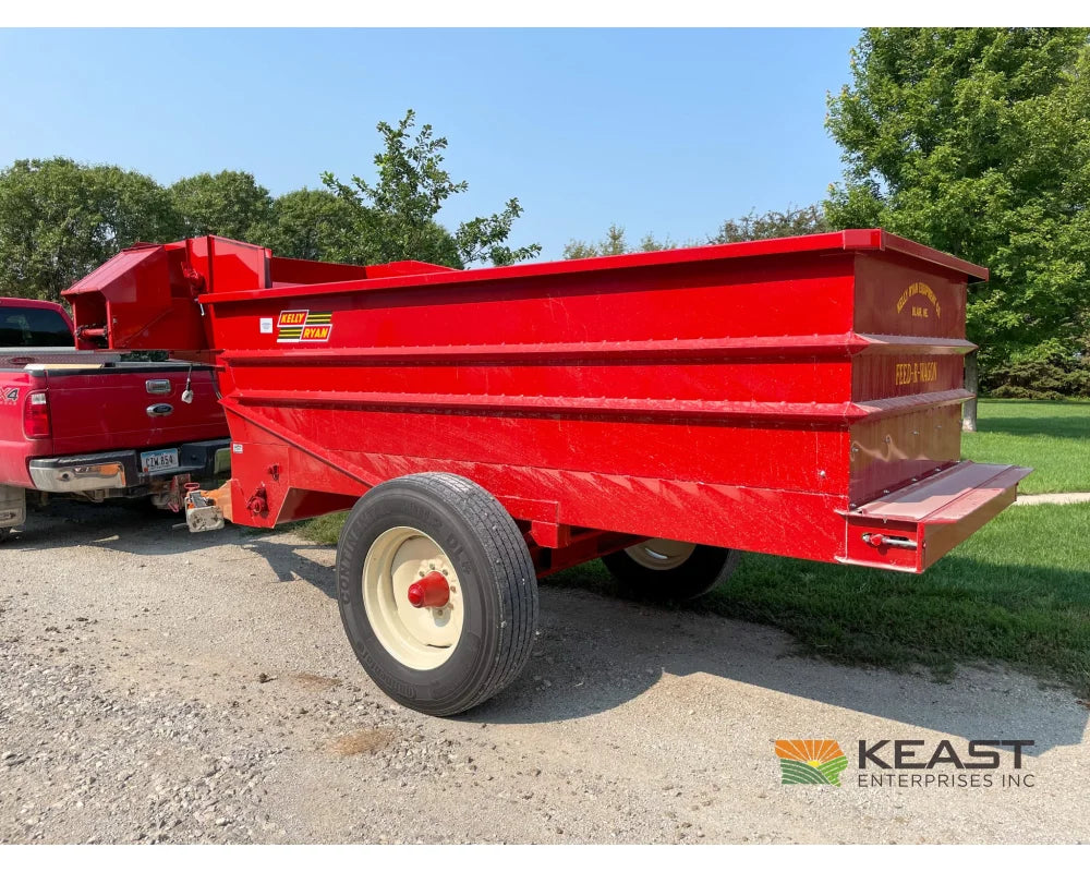 Kelly Ryan 5x12 Feed Wagon - 190 Bushel Capacity 48’’ Discharge Height Leaf Springs Fuel Trailers