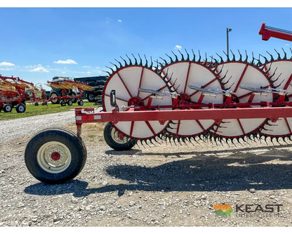 Rowse Ultimate 27 Wheel Field Rake - Center Kicker Wheels Front Castor Wheels Hay Rakes