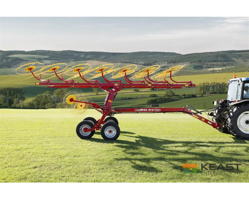 Sitrex QRX16 Rake 55’’ Wheels Hydraulic Width Adjust Center Kicker Wheels Hay Rakes